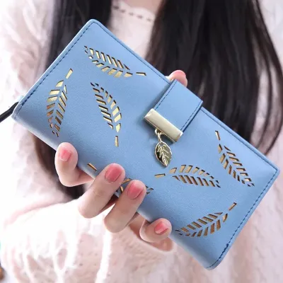 Large Capacity Wallet Clutch Bag Leaf Zipper Buckle Wallet